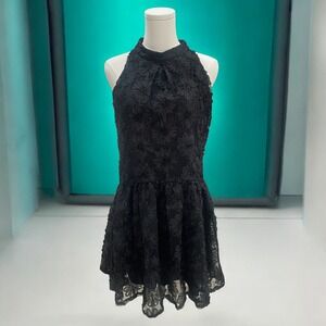Pink And Violet Black Floral Mesh Dress Juniors 16 Formal Wedding Event Cocktail
